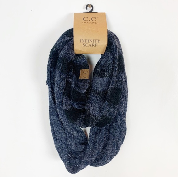 C.C Accessories - NWT C.C Infinity Scarf Navy Black Stripe Fuzzy